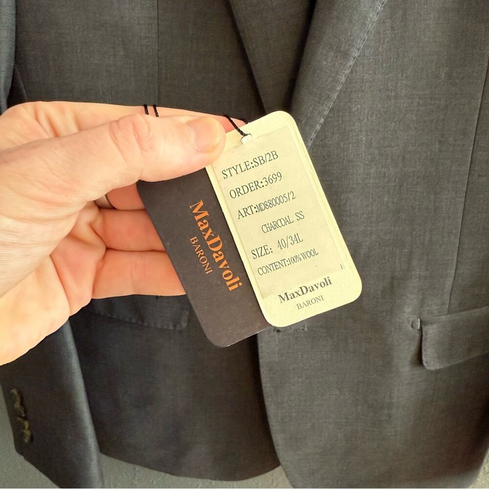 Max Davoli Baroni Gray Slim Fit 100% Wool Suit Size W34/40L - Picture 2 of 11